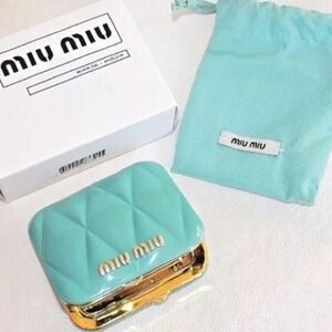 Miu Miu Blue Quilted Cosmetic Compact Mirror